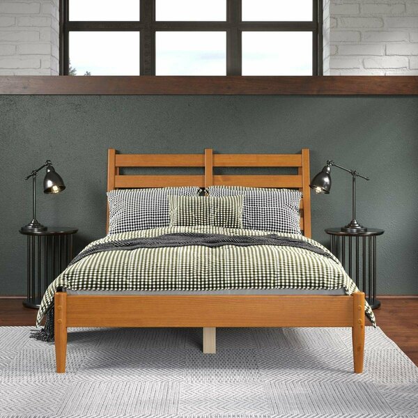 Daphnes Dinnette Mid-Century Slat Bed Castanho - Full Size DA2825872